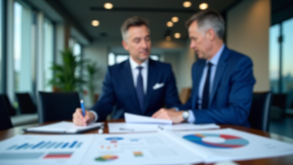 Business executive discussing deal structure strategies and transaction models